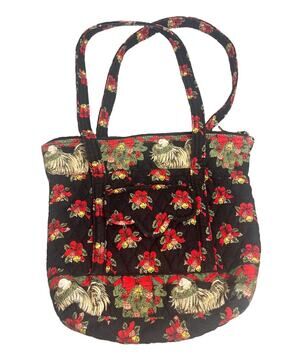 Vera Bradley Retired Hens & Holly Christmas Xmas Holiday Tote Purse Handbag Rare